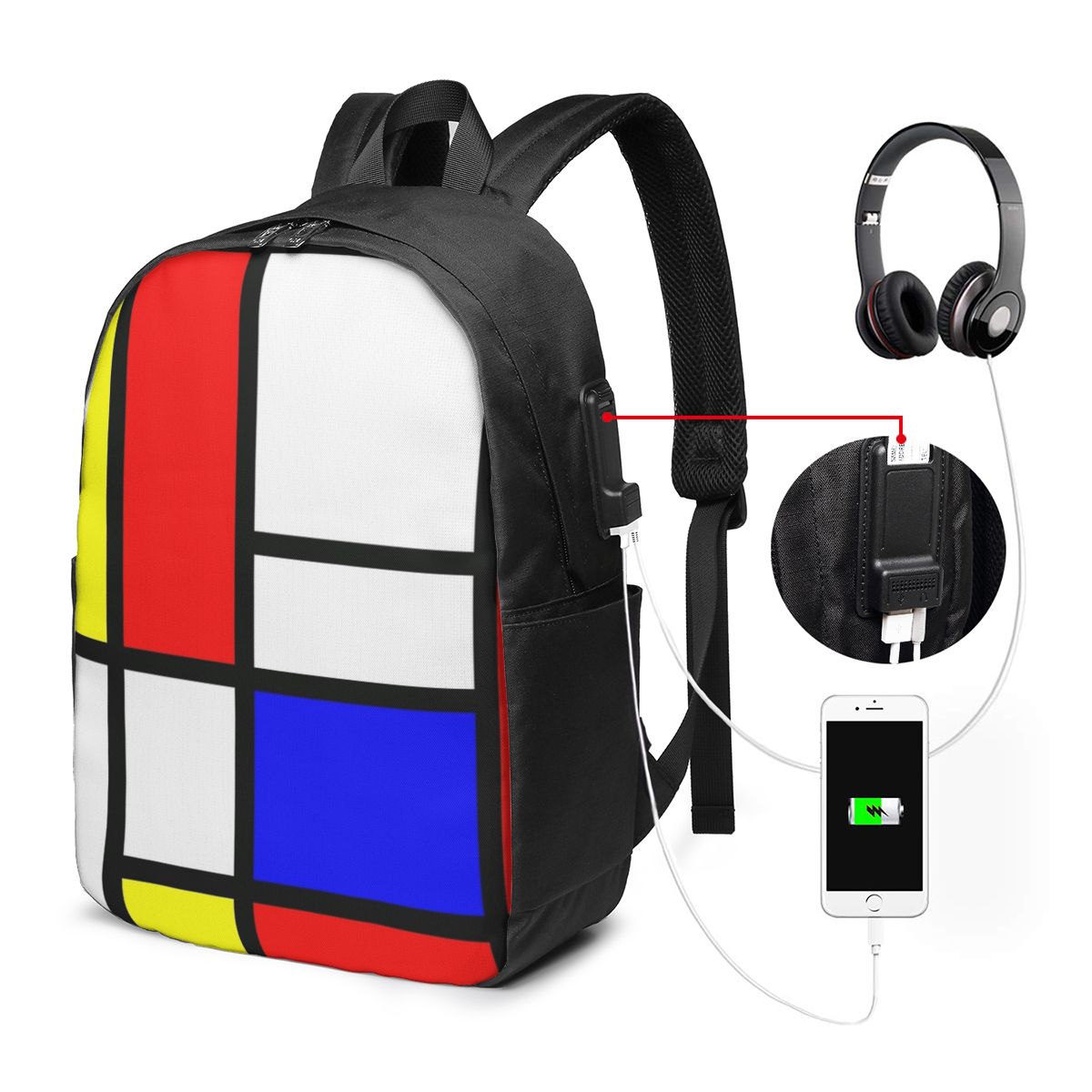 Women'S Bag - Рюкзак Piet Mondrian Composition, дорожная сумка
