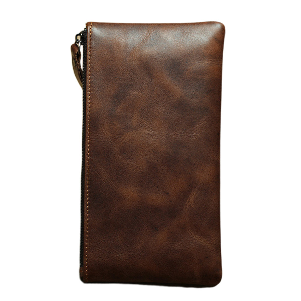 Women'S Retro Bags - Настоящий кожаный кошелек-клатч с молнией, многофункциональная